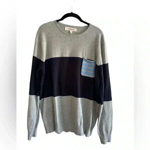Barque Mens Sweater Navy/gray  Crewneck Sweater